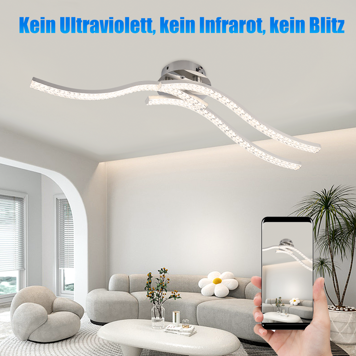 LED Design Deckenleuchte Dimmbar Deckenlampe mit Fernbedienung Wohnzimmer Flur