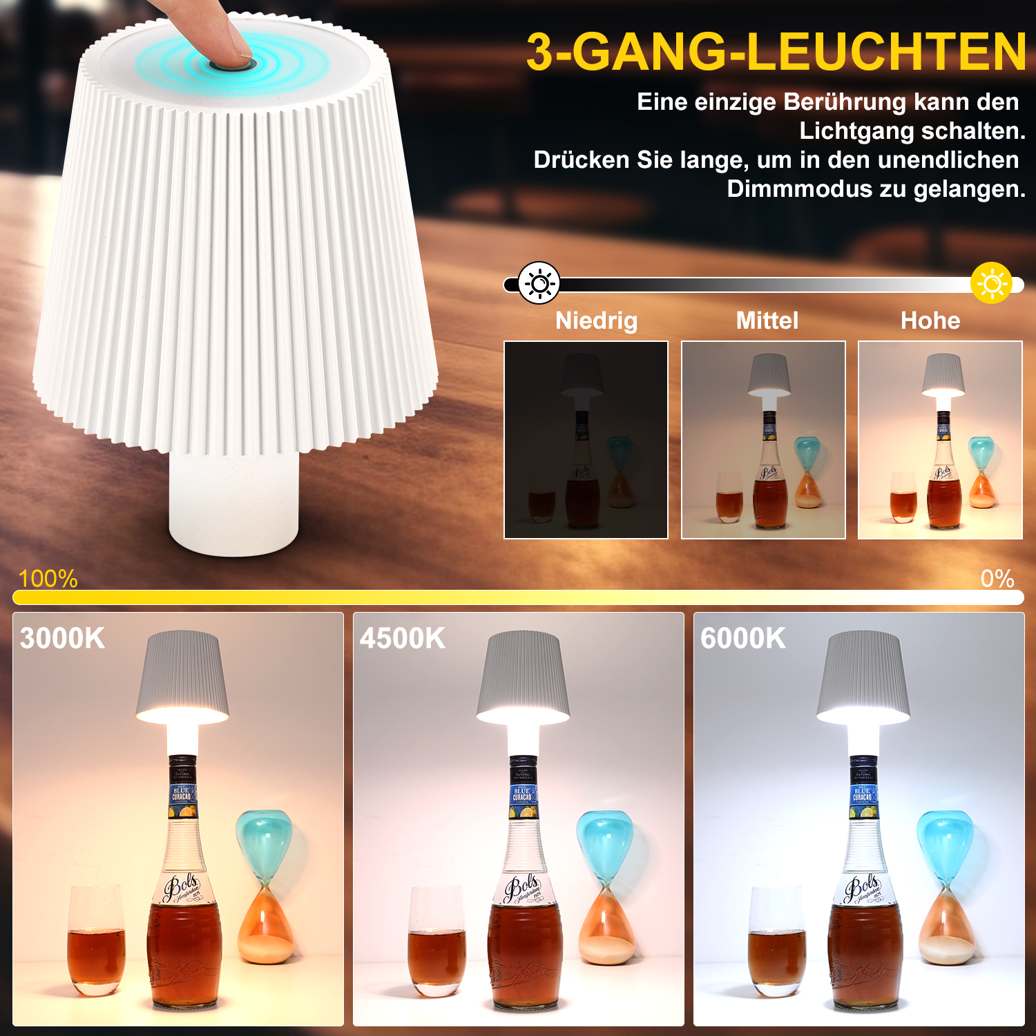 LED Flaschenlampe Dimmbare Touch Weinflasche Tisch lampe Deko Licht Nachtlicht