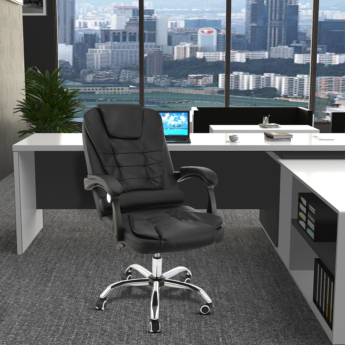 Massage Bürostuhl Chefsessel Schreibtischstuhl Drehstuhl Büro Gaming Fußablage