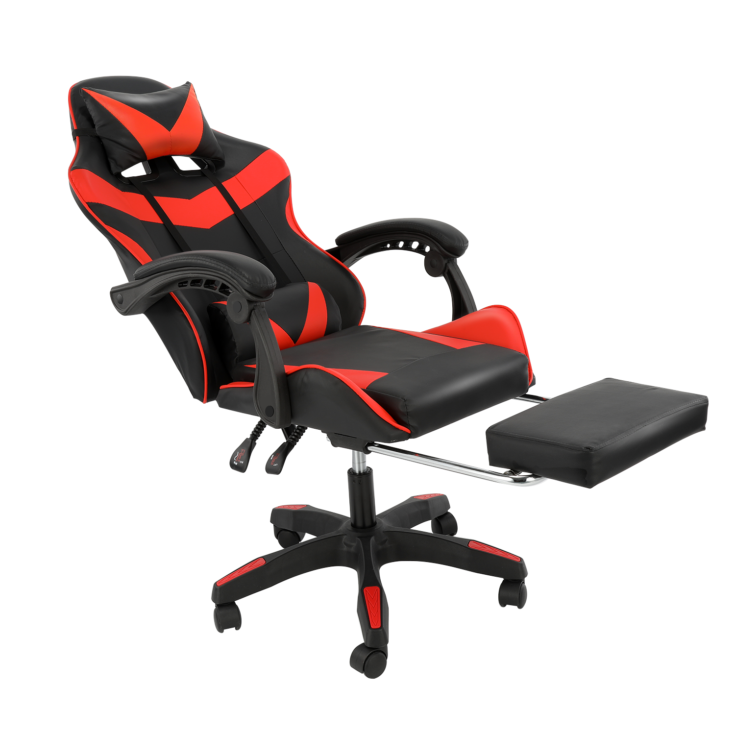 Massage Bürostuhl Gaming Stuhl Chefsessel Drehstuhl mit Fußstütze Lendenkissen