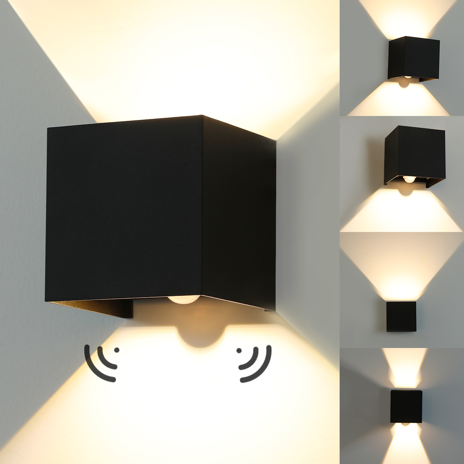 Cube Würfel LED Wandleuchte Wandlampe mit Bewegungsmelder Up Down außeninnen