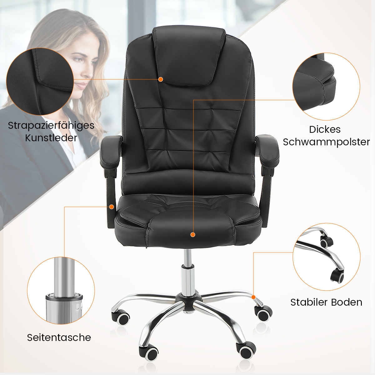 Gaming Stuhl Bürostuhl USB Massage Chefsessel Schreibtischstuhl Ergonomische DE
