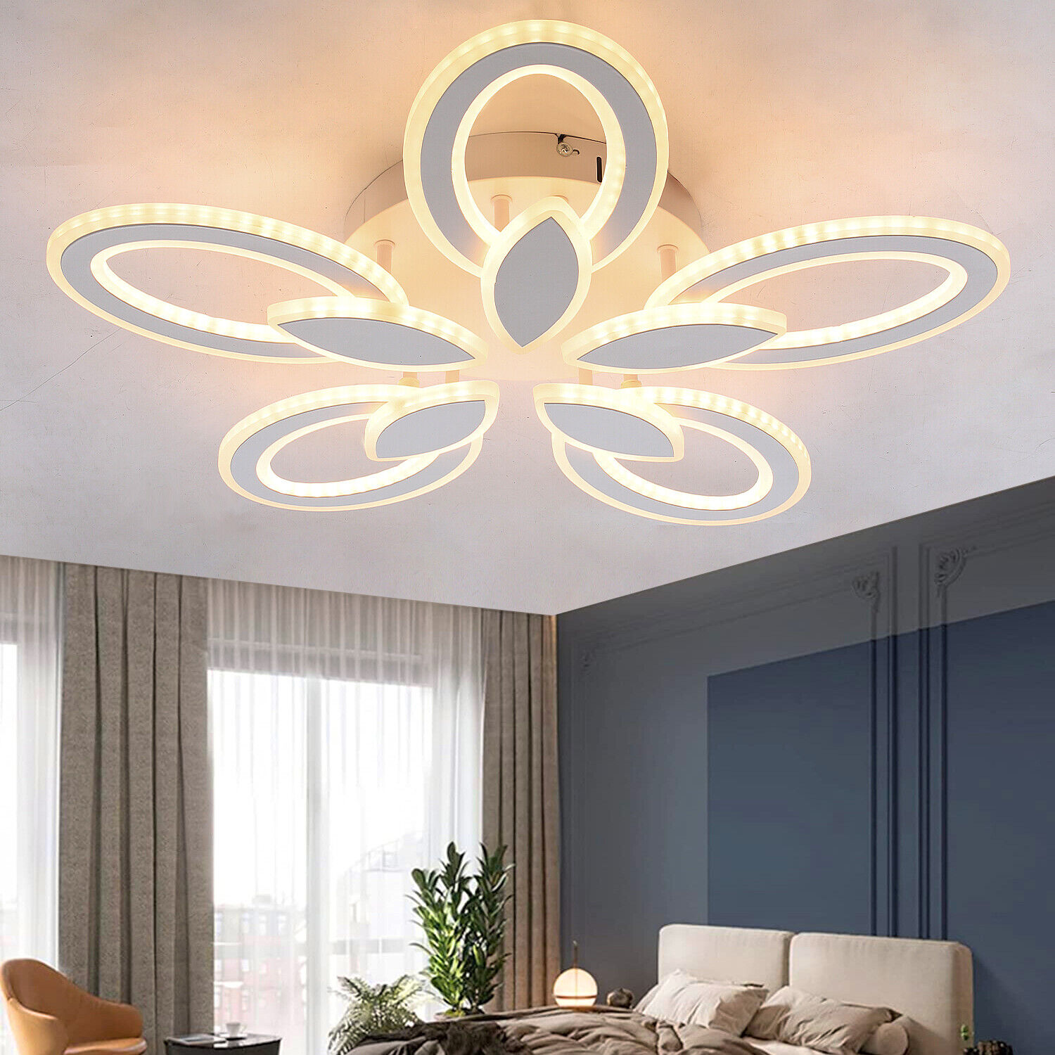 Moderne LED Deckenleuchte Deckenlampe Lampe Kronleuchter Dimmbar Fernbedienung